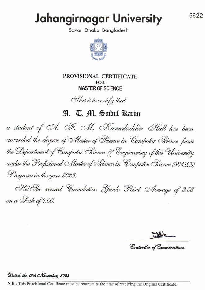 Master of Science in Computer Science